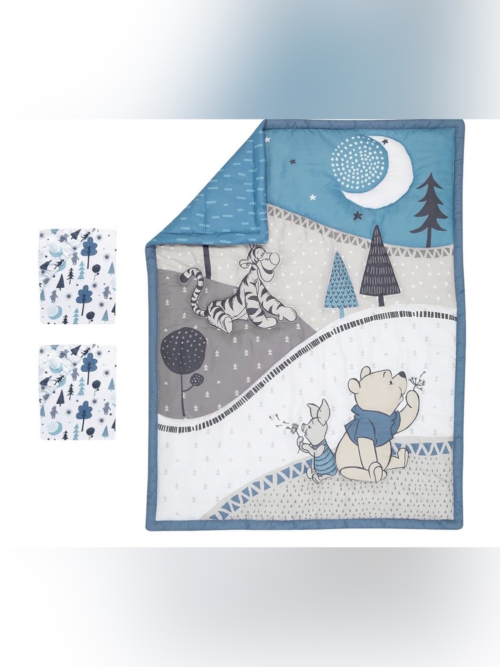 Lambs & Ivy Forever Pooh 3-Piece Baby MINI CRIB Set Comforter Tigger Piglet Tan